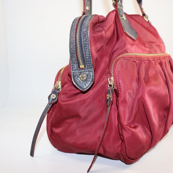 MZ Wallace Burgundy Nylon Tote with Black Leather Trim & Pouch - Picture 3 of 8